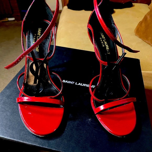 Saint Laurent red size 8.5 4 inch heel height. - Picture 3 of 13